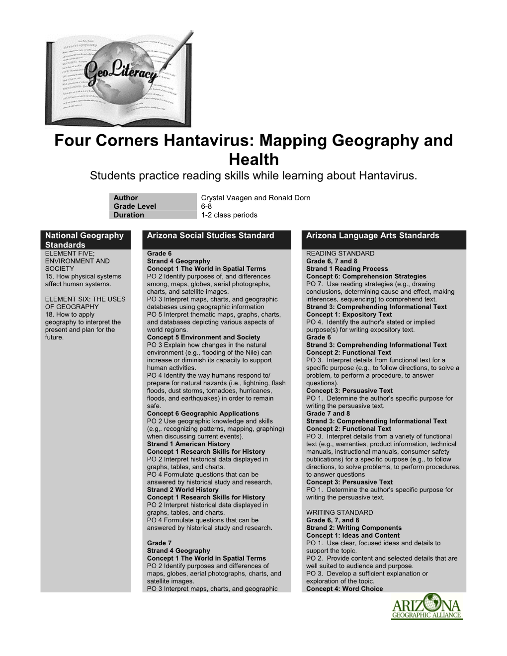 Four Corners Hantavirus: Mapping Geography and Health