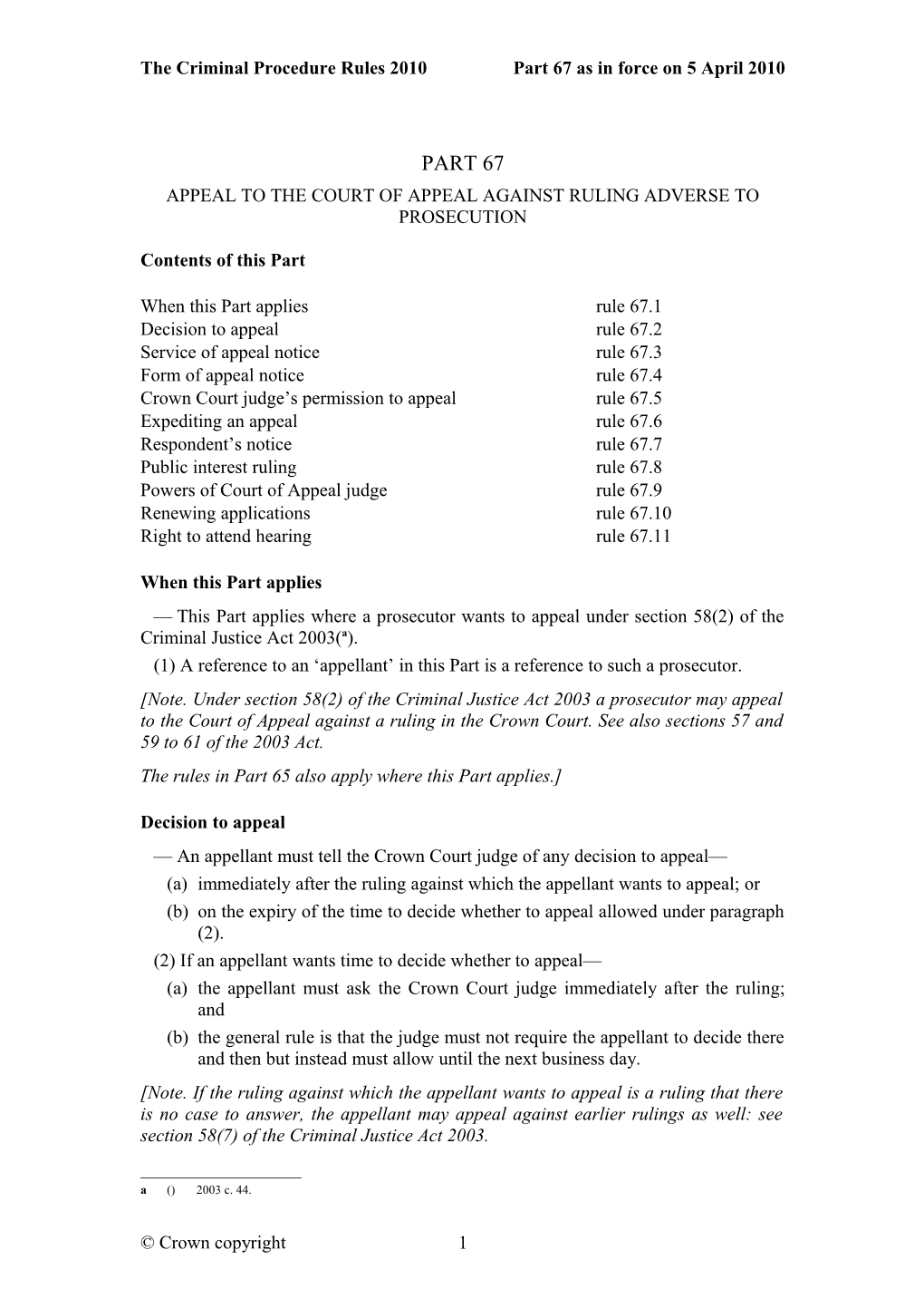 The Criminal Procedure Rules 2010 Part 67