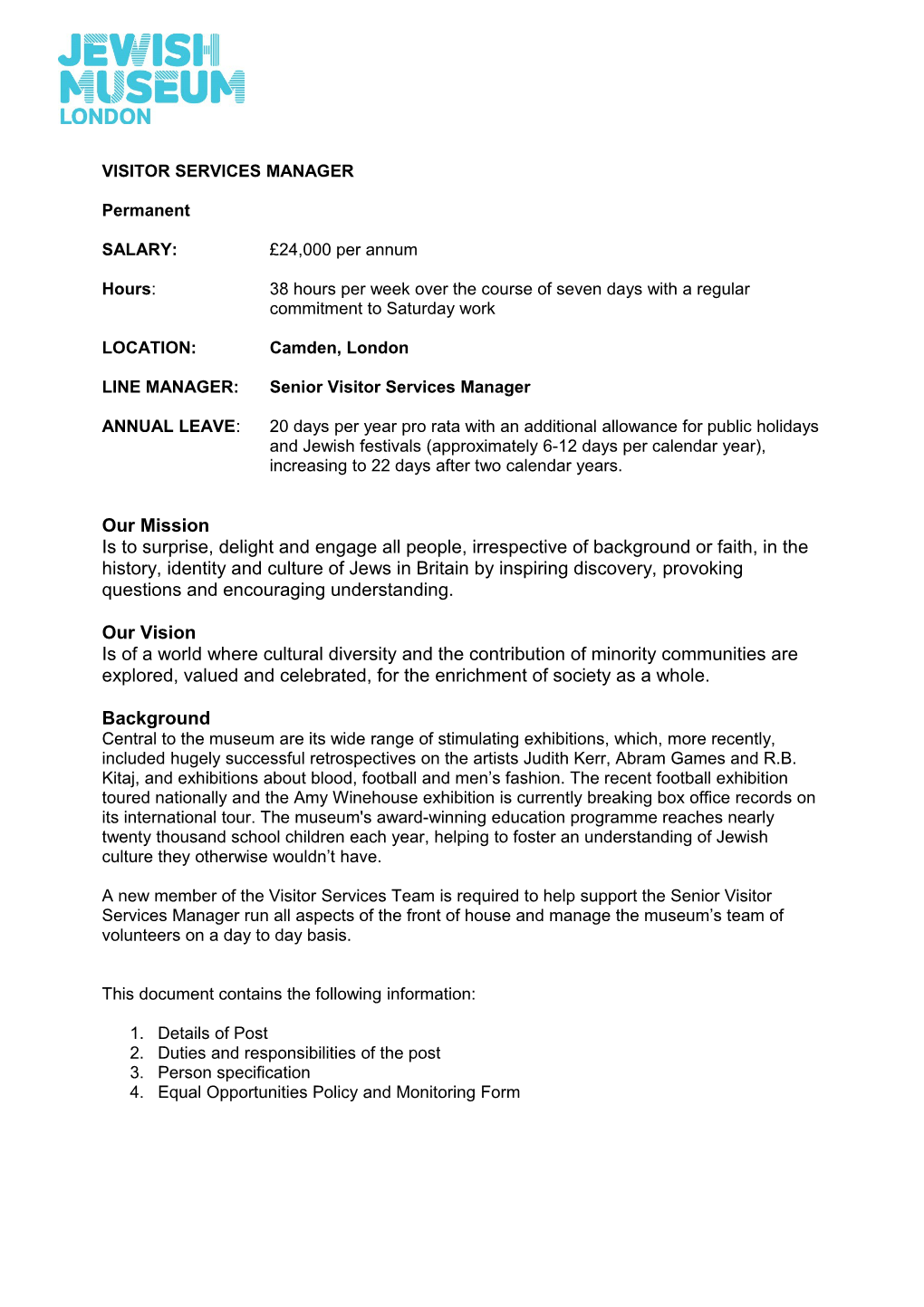 Draft Job Description - Commercial Manger