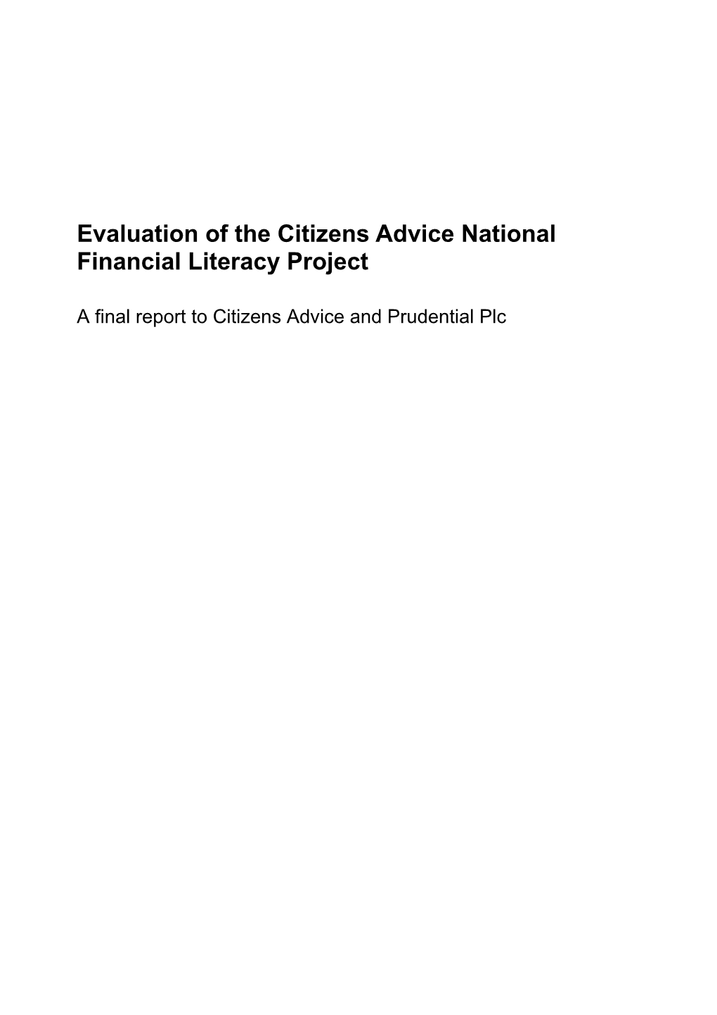 Evaluation of the Citizens Advice National Financial Literacy Project