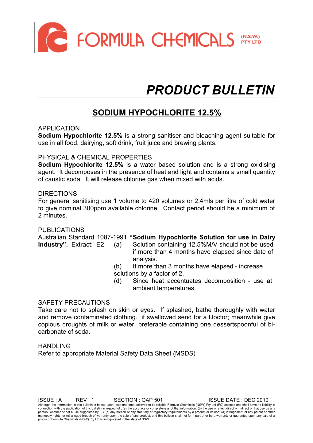 Product Bulletin
