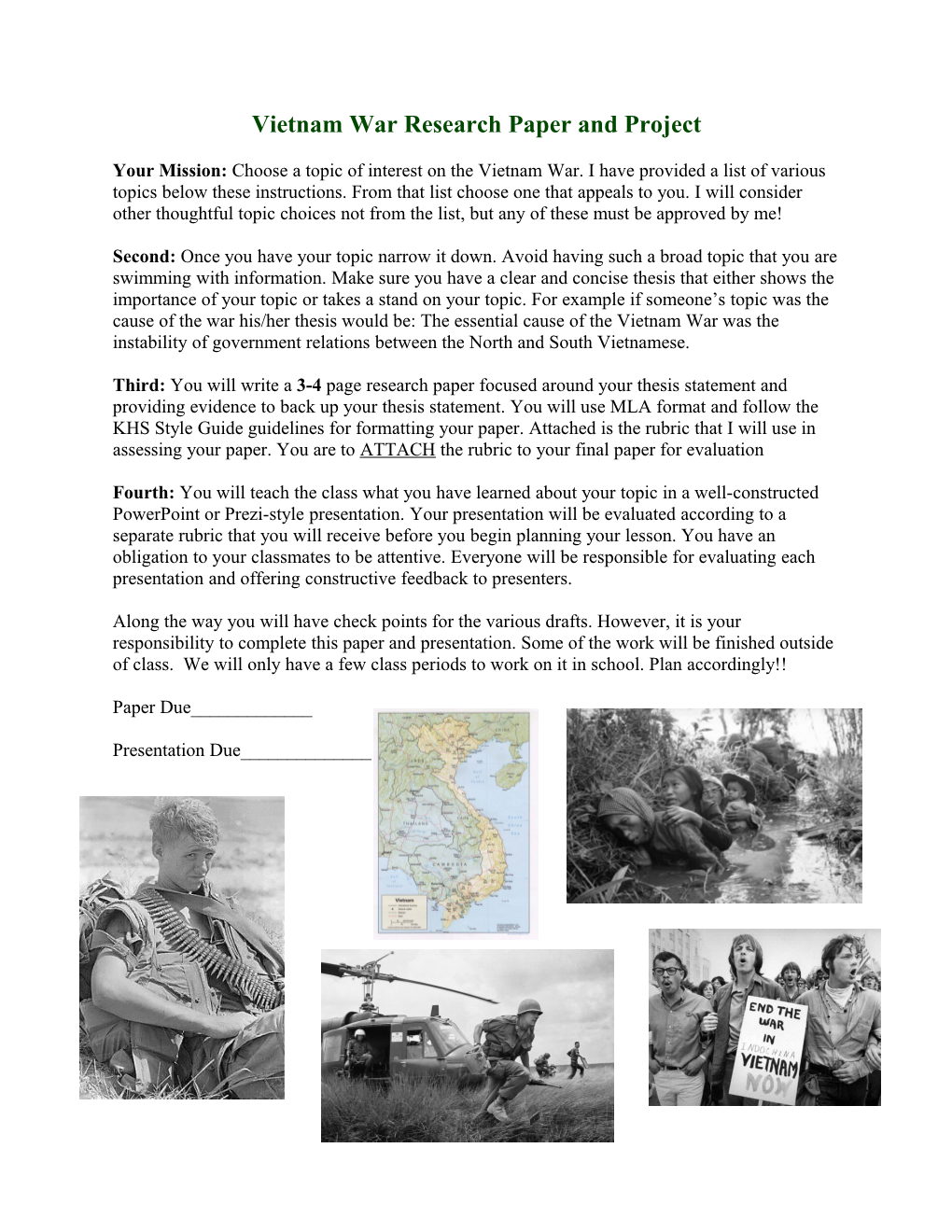 Vietnam War Research Project