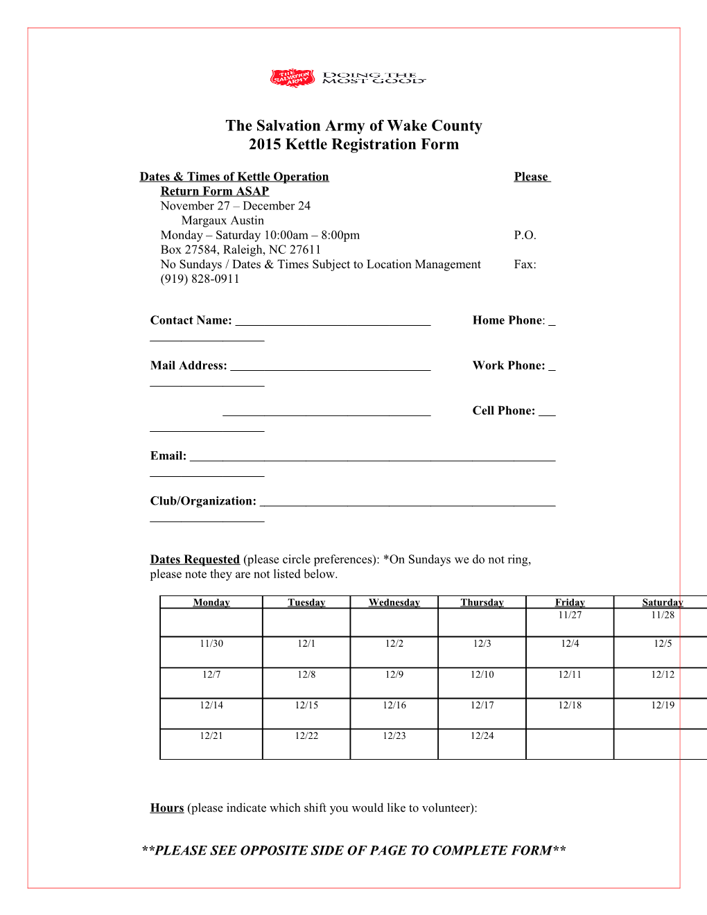 2006 Kettle Registration Form