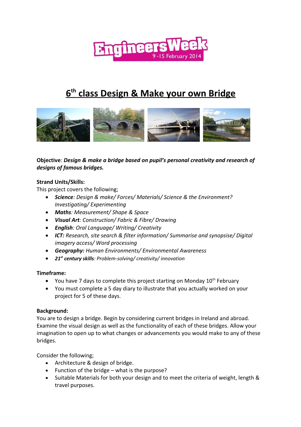 6Th Class Design & Make Your Own Bridge