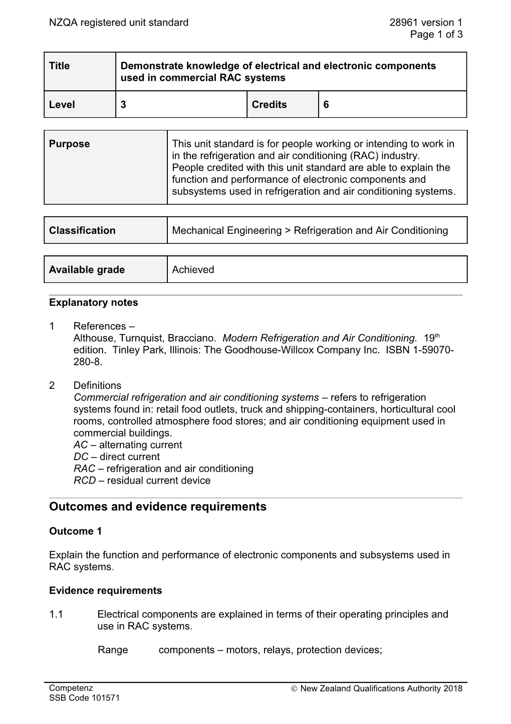 28961 Demonstrate Knowledge of Electrical and Electronic Components Used in Commercial