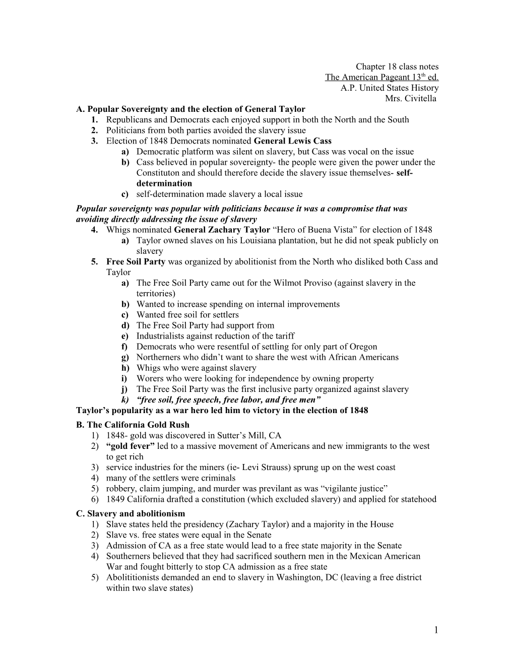 Chapter 18 Class Notes