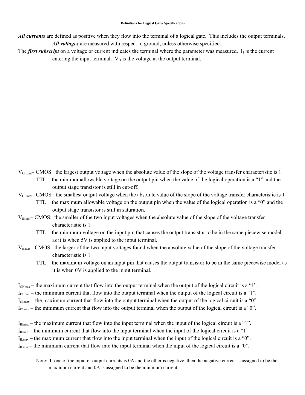 Definitions for Logical Gates Specifications