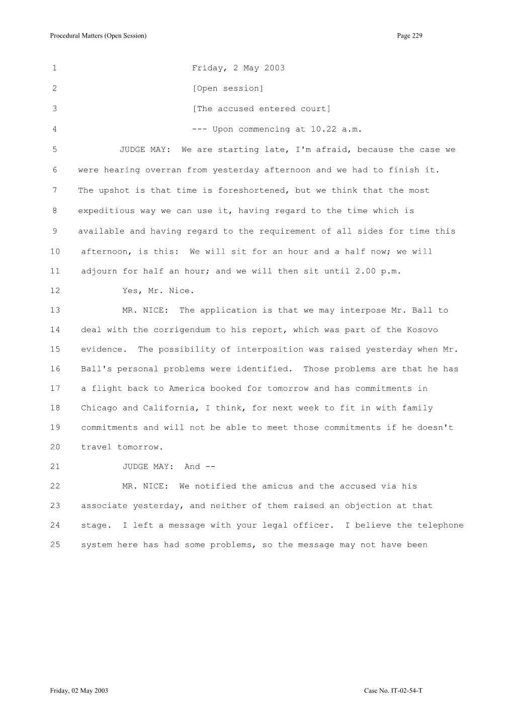 Procedural Matters (Open Session) Page 19941