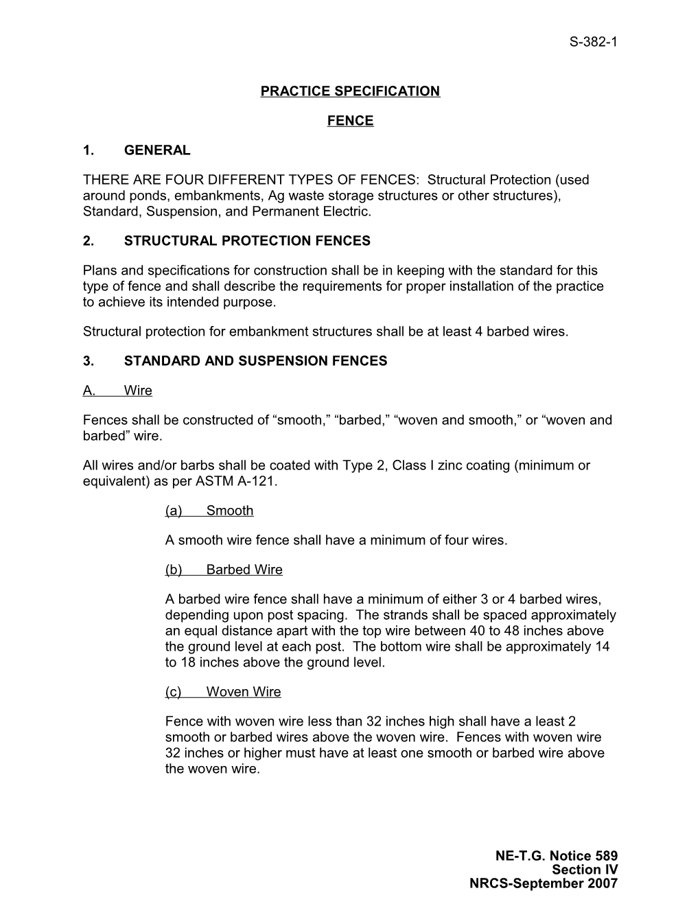 Practice Specification for Fence S-382