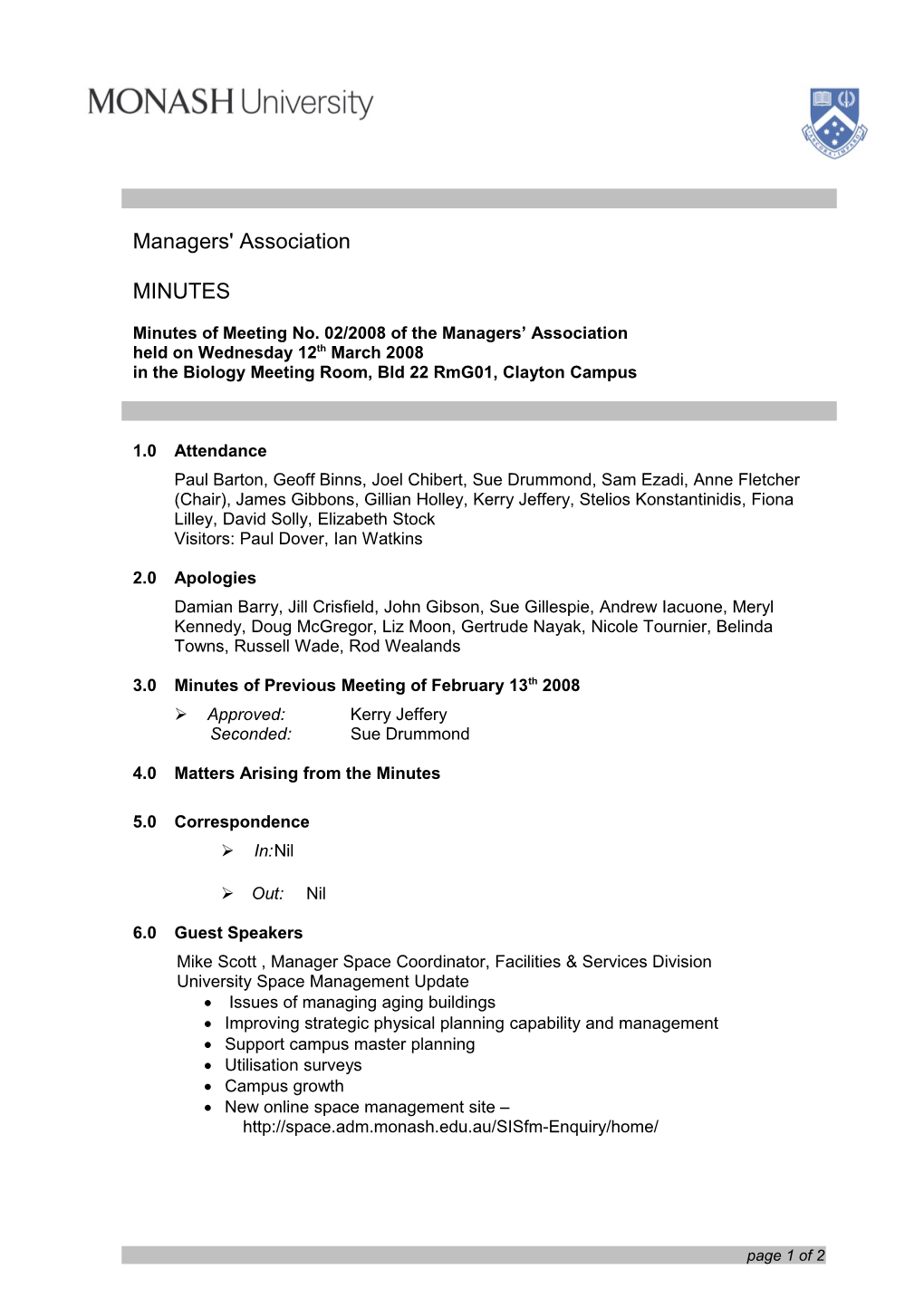 Minutes of Meeting No. 02/2008 of the Managers Association
