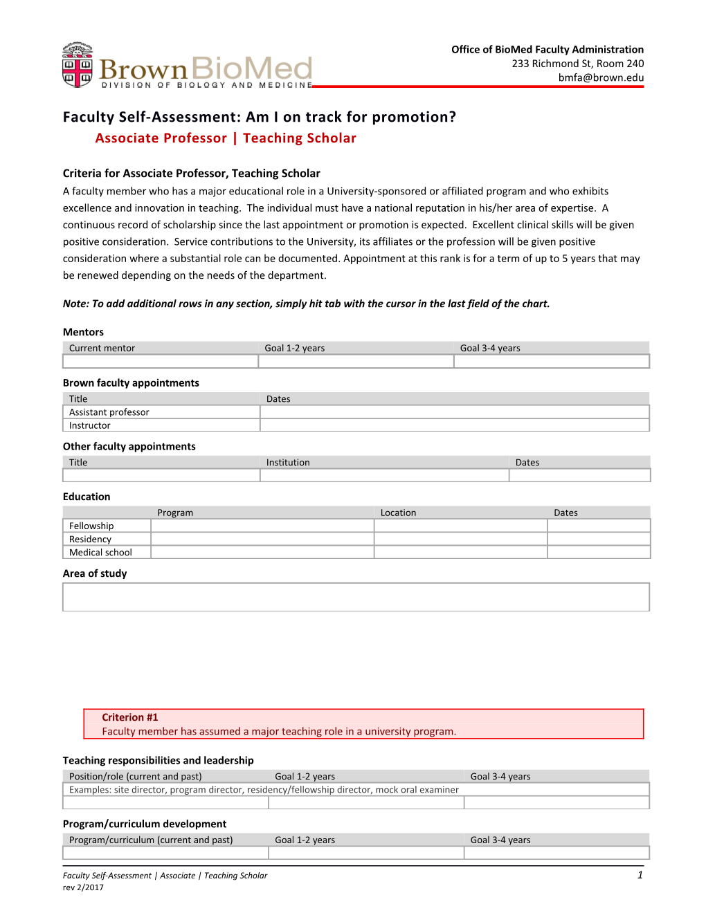 Faculty Self-Assessment: Am I on Track for Promotion?