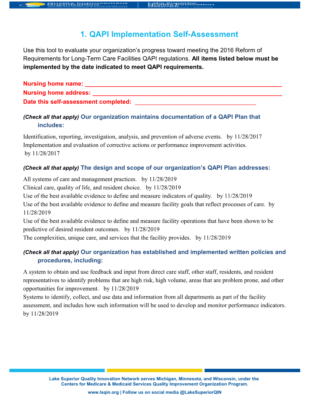 QAPI Implementation Self-Assessment