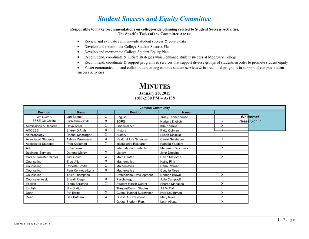 Student Success and Equity Committee