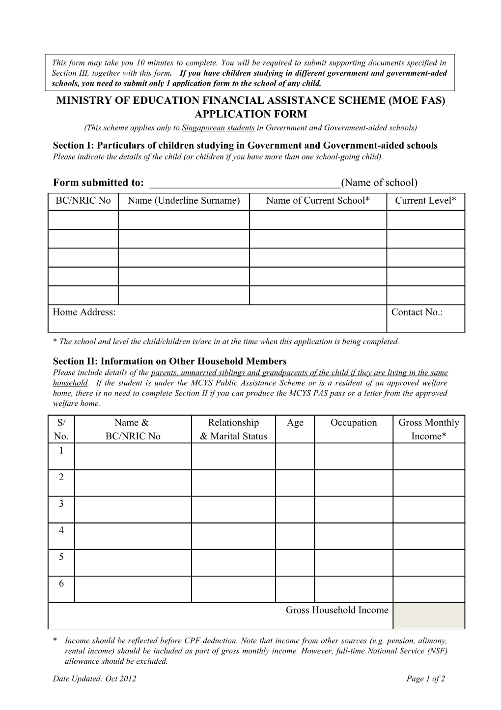 Notes on Assessment of Eligibility