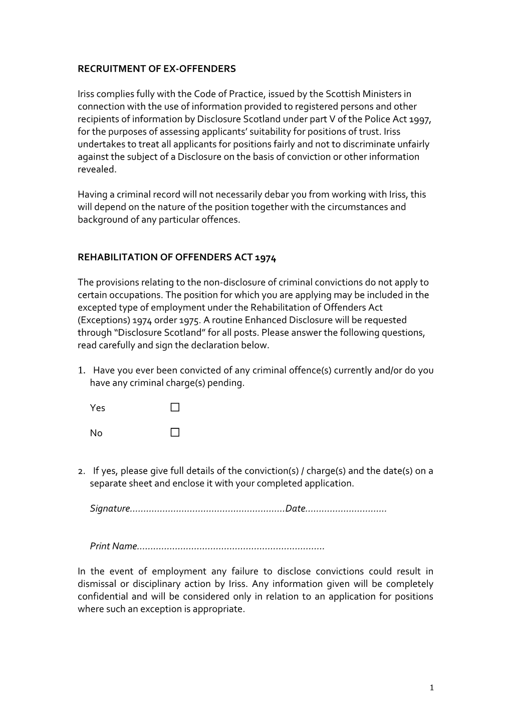 Recruitment of Ex-Offenders