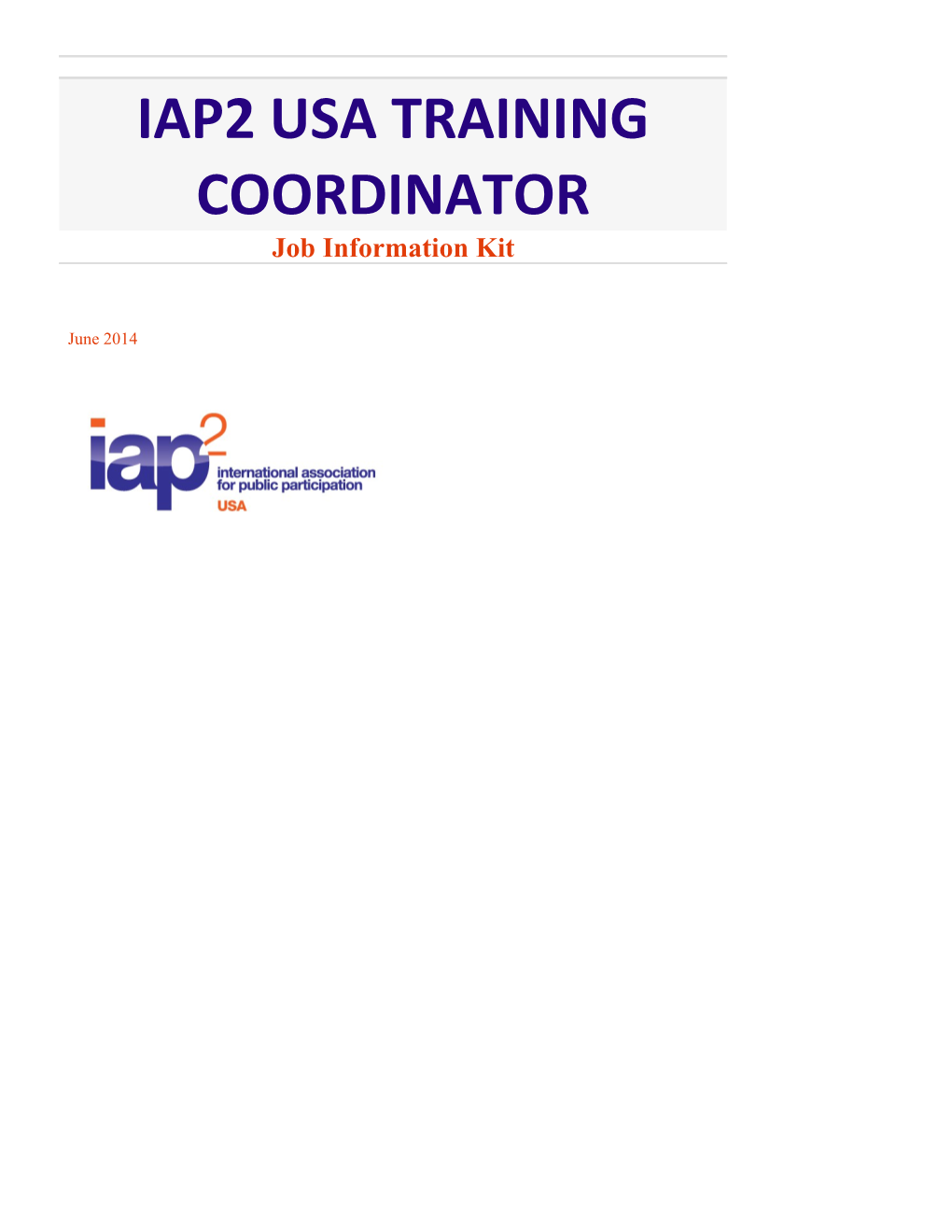 Iap2 Usa Training Coordinator