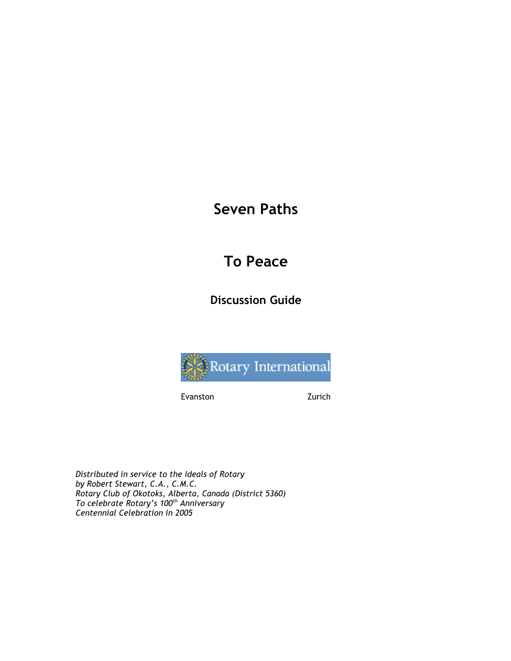 Discussion Guide for Seven Paths to Peace