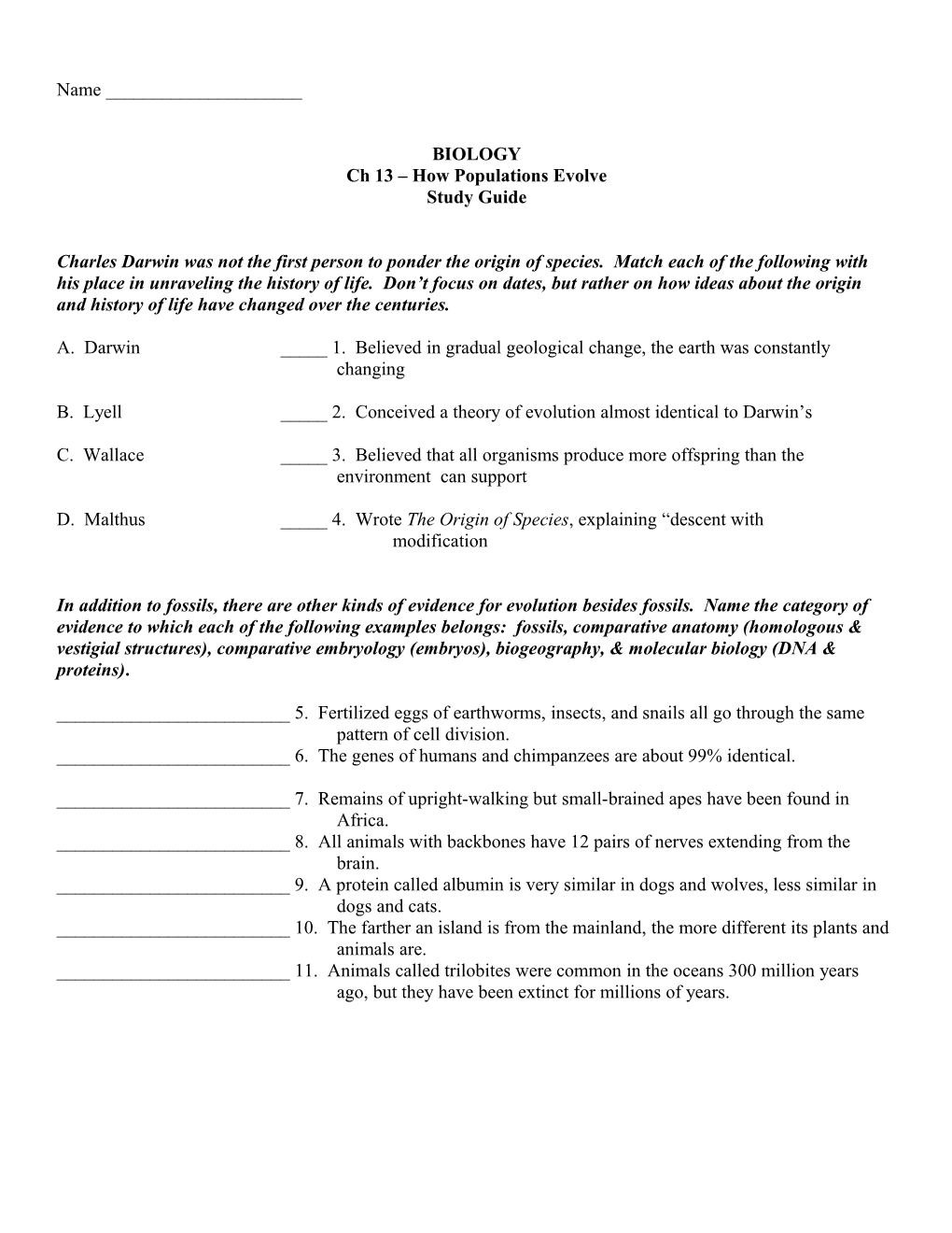 Ch 13 How Populations Evolve