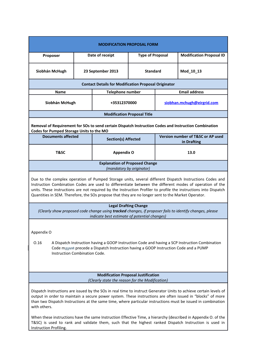 Notes on Completing Modification Proposal Form