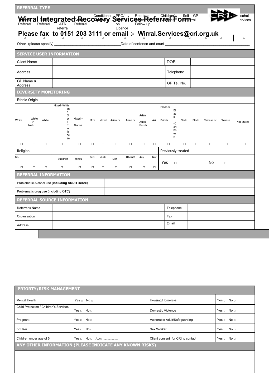 SPOC Referral Form and Checklist