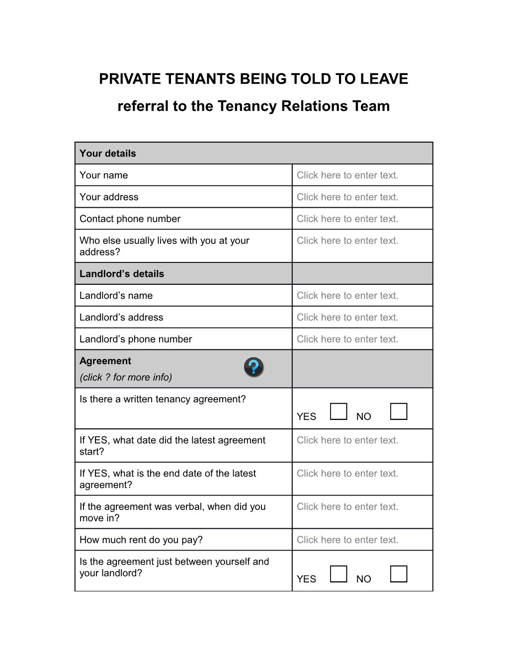 Private Tenants Being Told to Leave