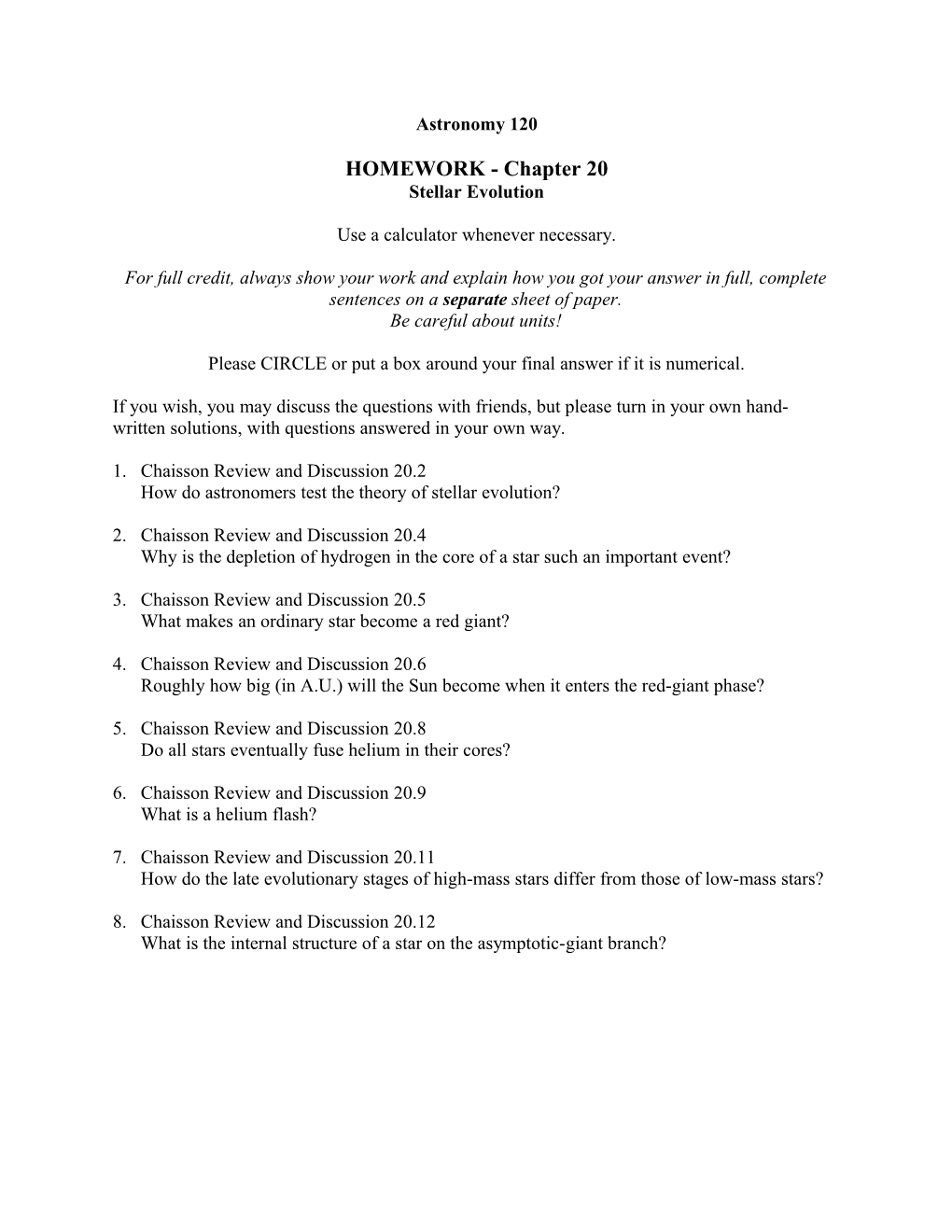 HOMEWORK - Chapter 20