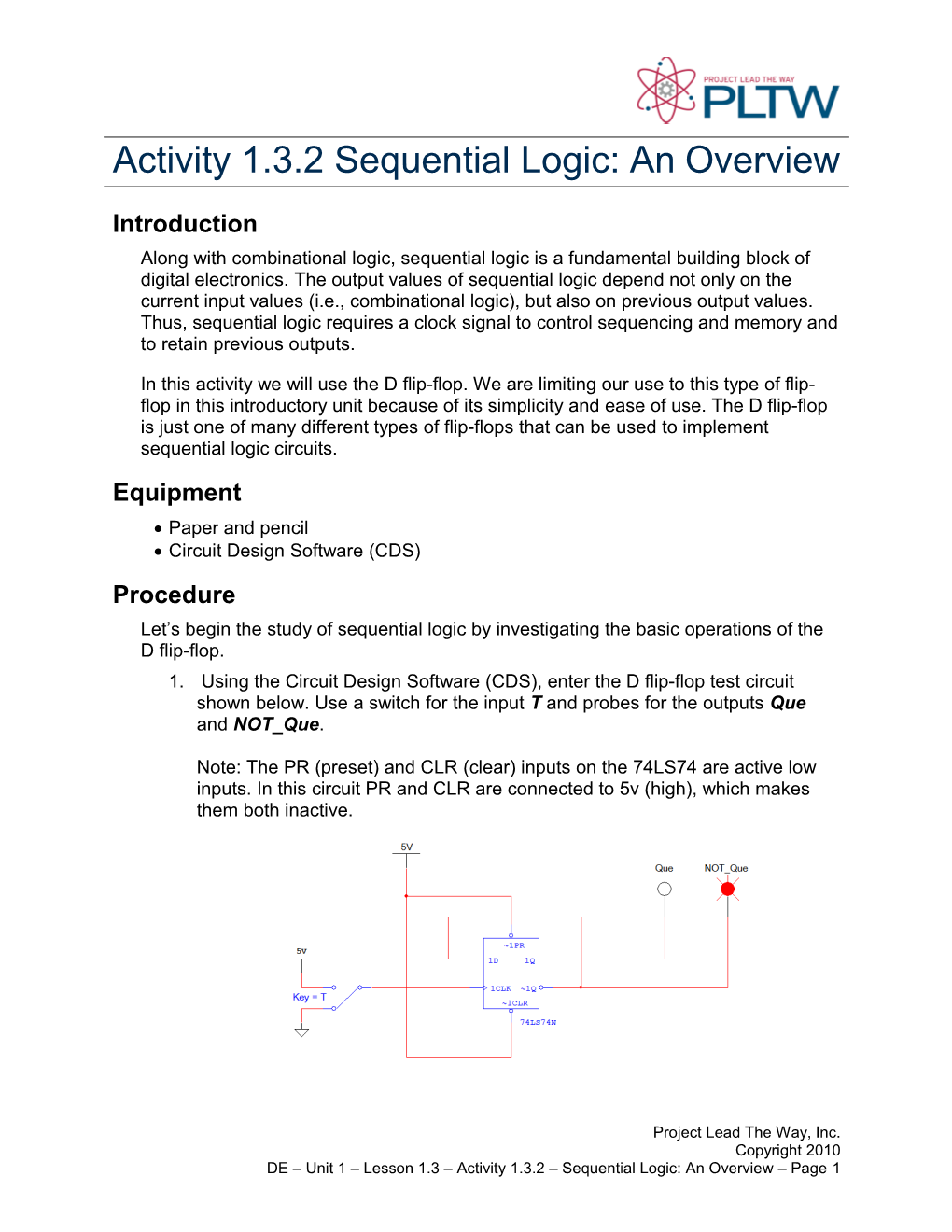 Activity 1.3.3 Sequential Logic