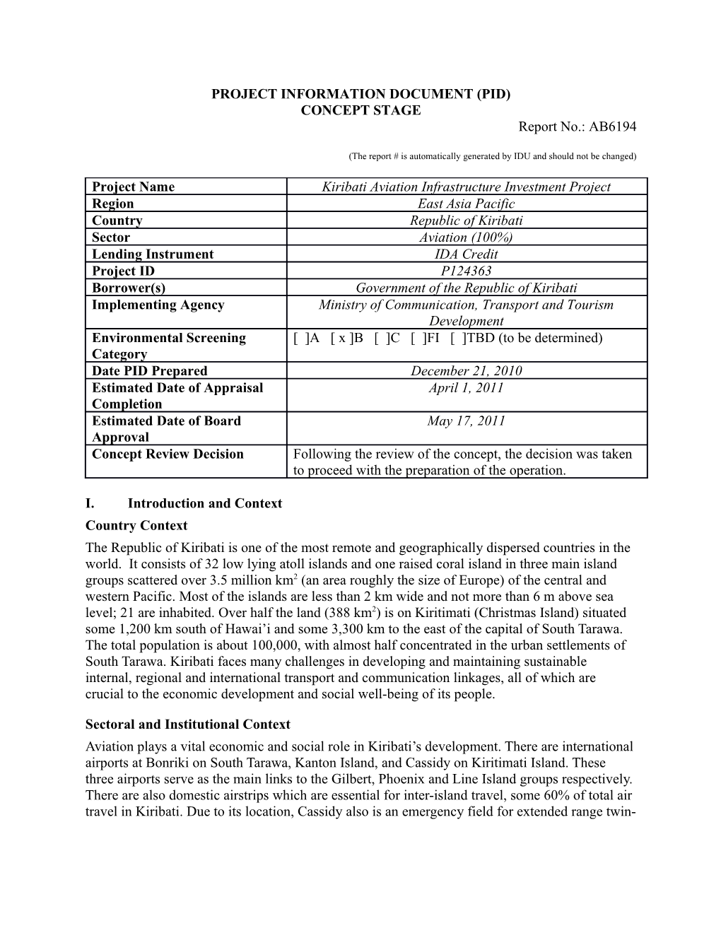 Project Information Document (Pid) s3