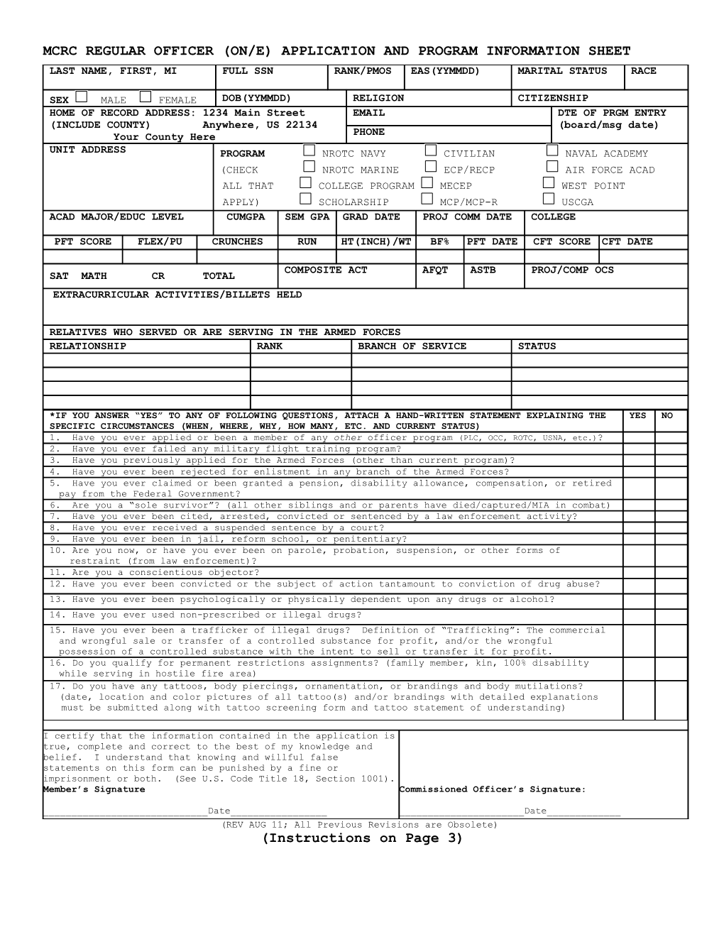 Mcrc On/E Information and Application Sheet Aug 11