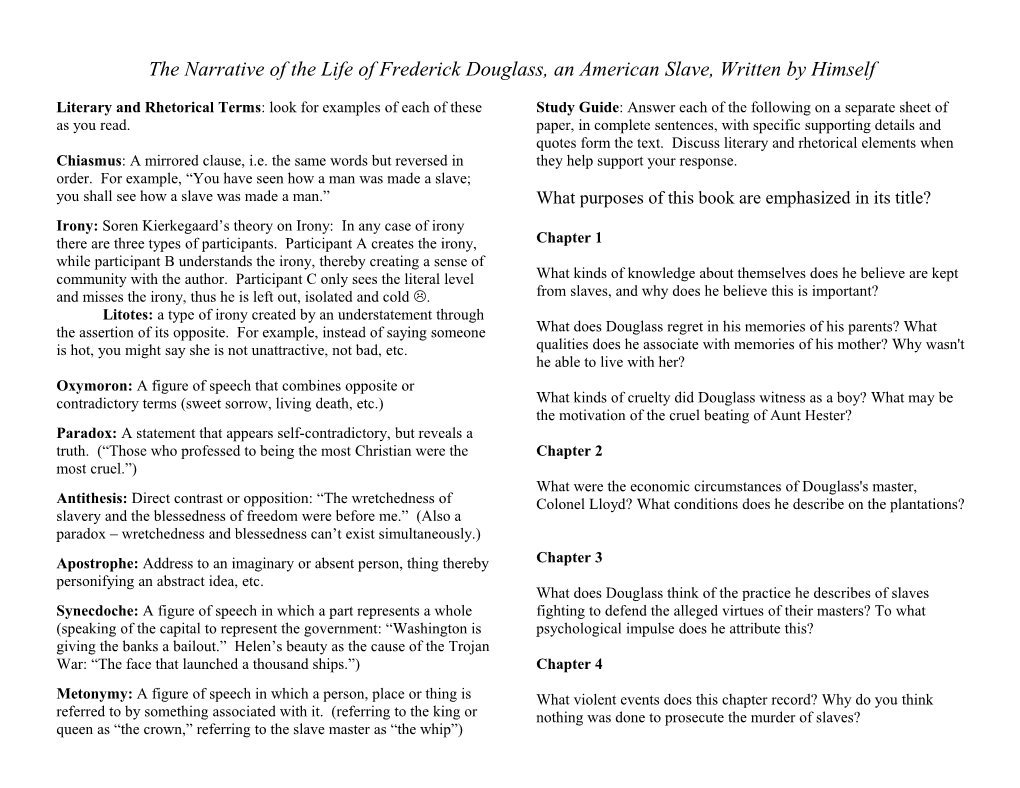 The Narrative of the Life of Frederick Douglass, an American Slave, Written by Himself
