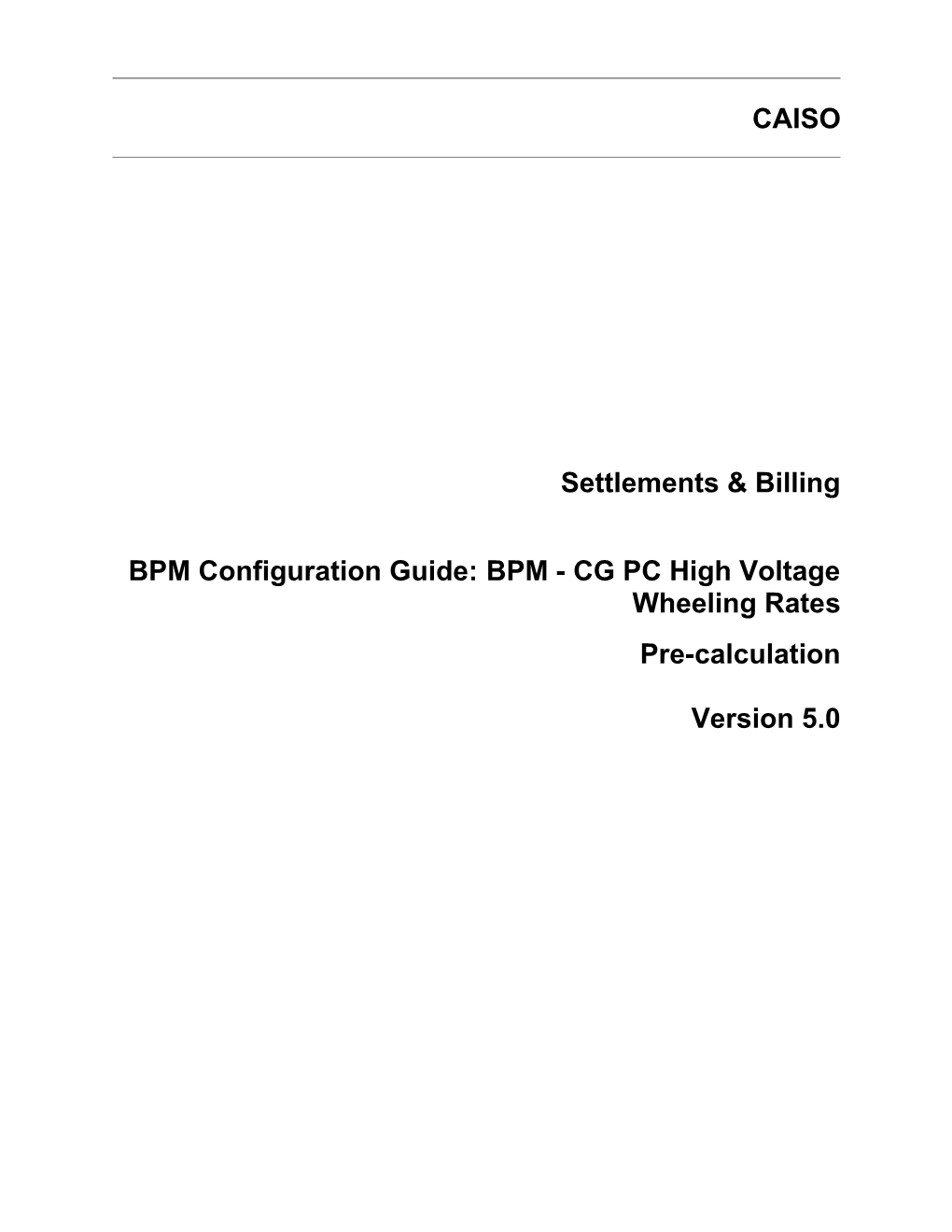 BPM - CG PC High Voltage Wheeling Rate