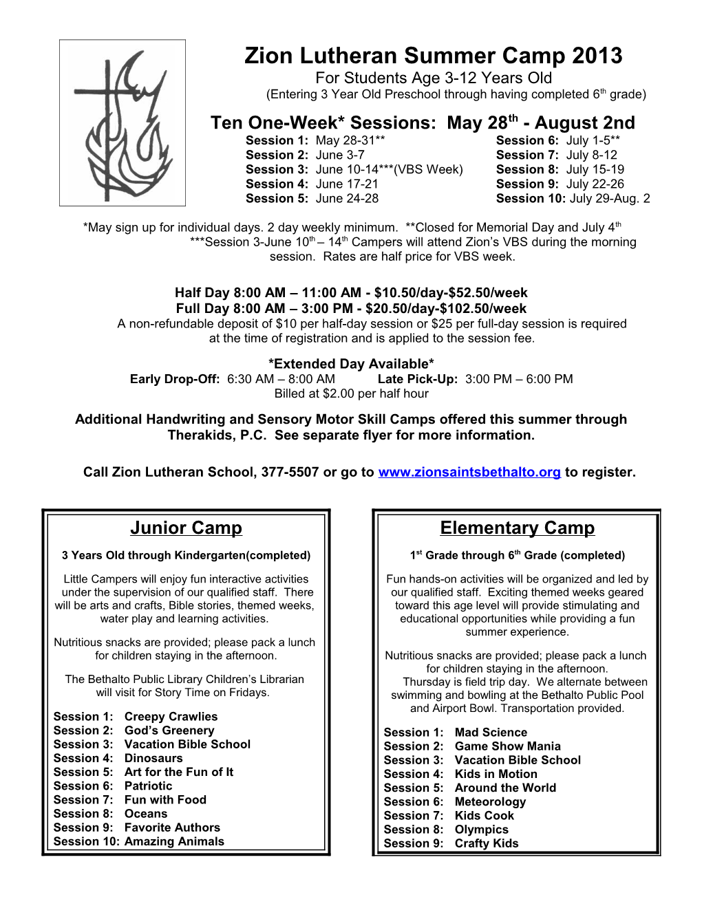 Zion Lutheran School Summer Camp