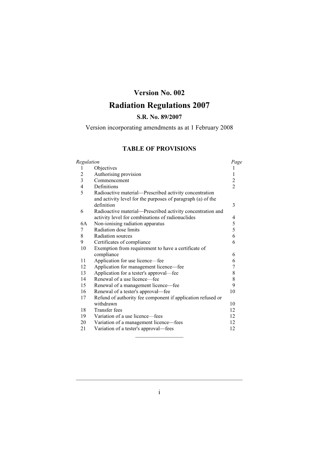 Radiation Regulations 2007