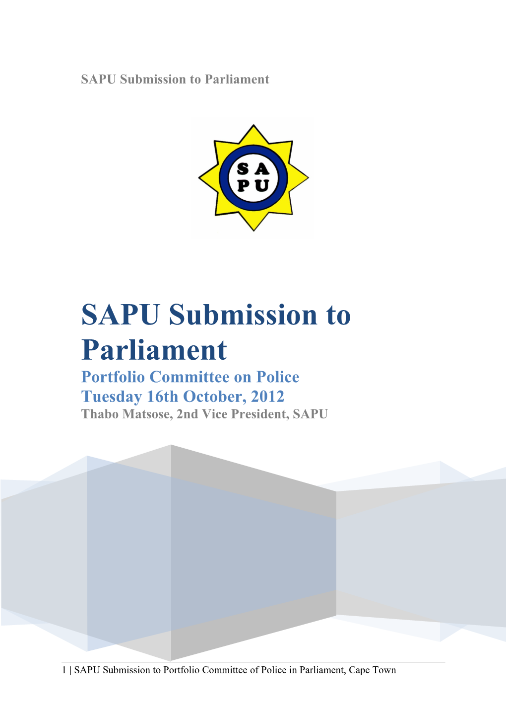 SAPU Submission to Parliament