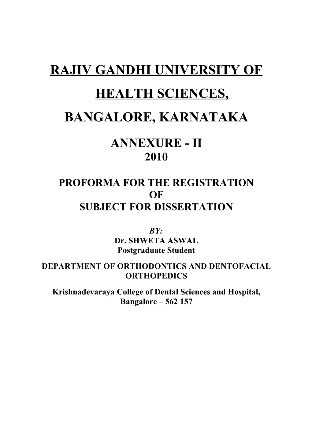 Rajiv Gandhi University of Health Sciences s37