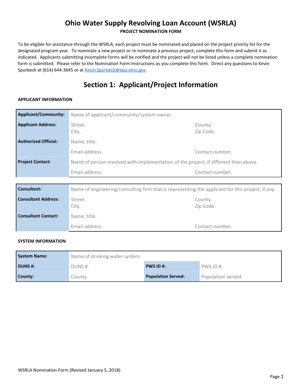 Ohio Water Supply Revolving Loan Account (WSRLA)