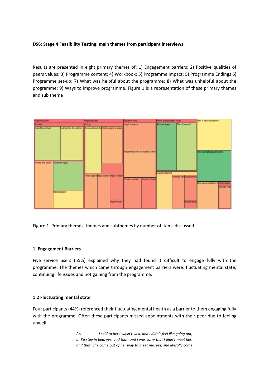 DS6: Stage 4 Feasibility Testing: Main Themes from Participant Interviews