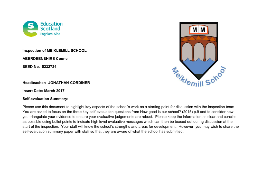 Inspection of MEIKLEMILL SCHOOL