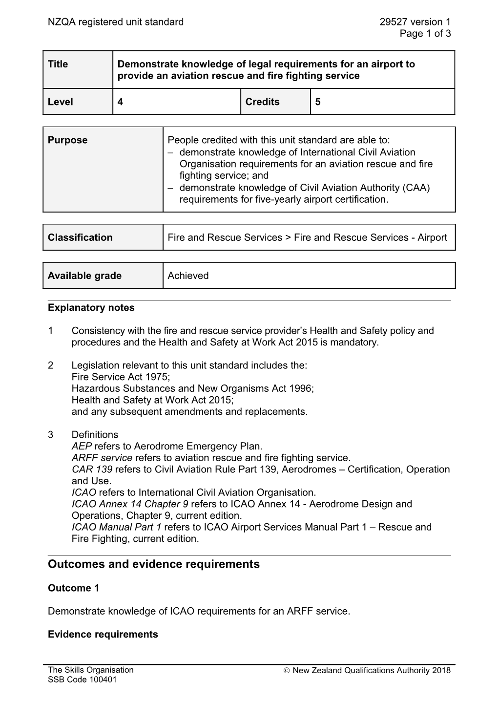 29527 Demonstrate Knowledge of Legal Requirements for an Airport to Provide an Aviation