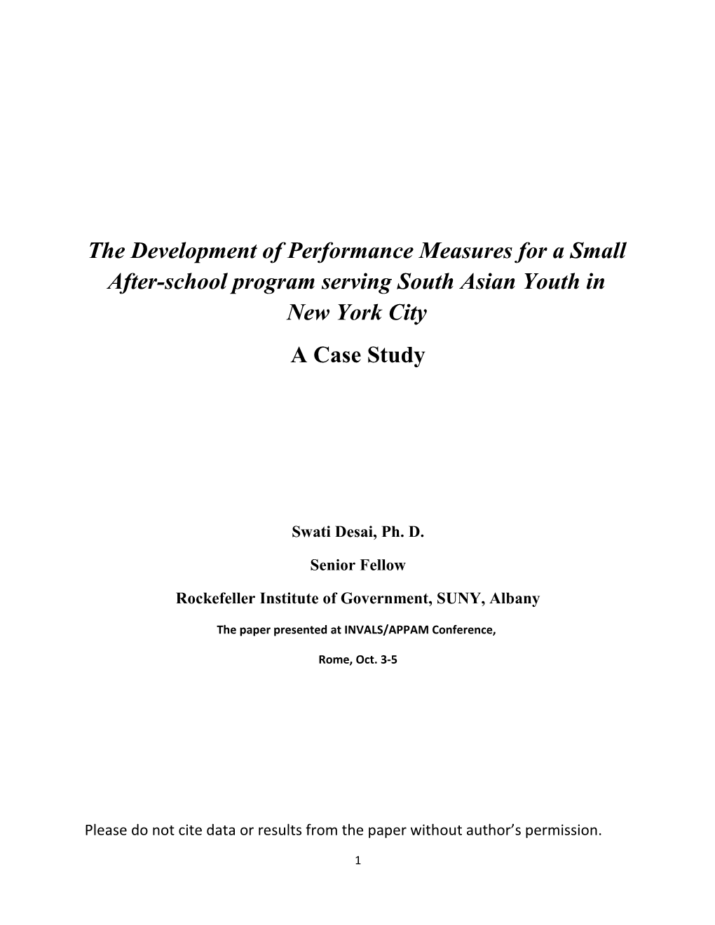 The Development of Performance Measures for a Small After-School Program Serving South