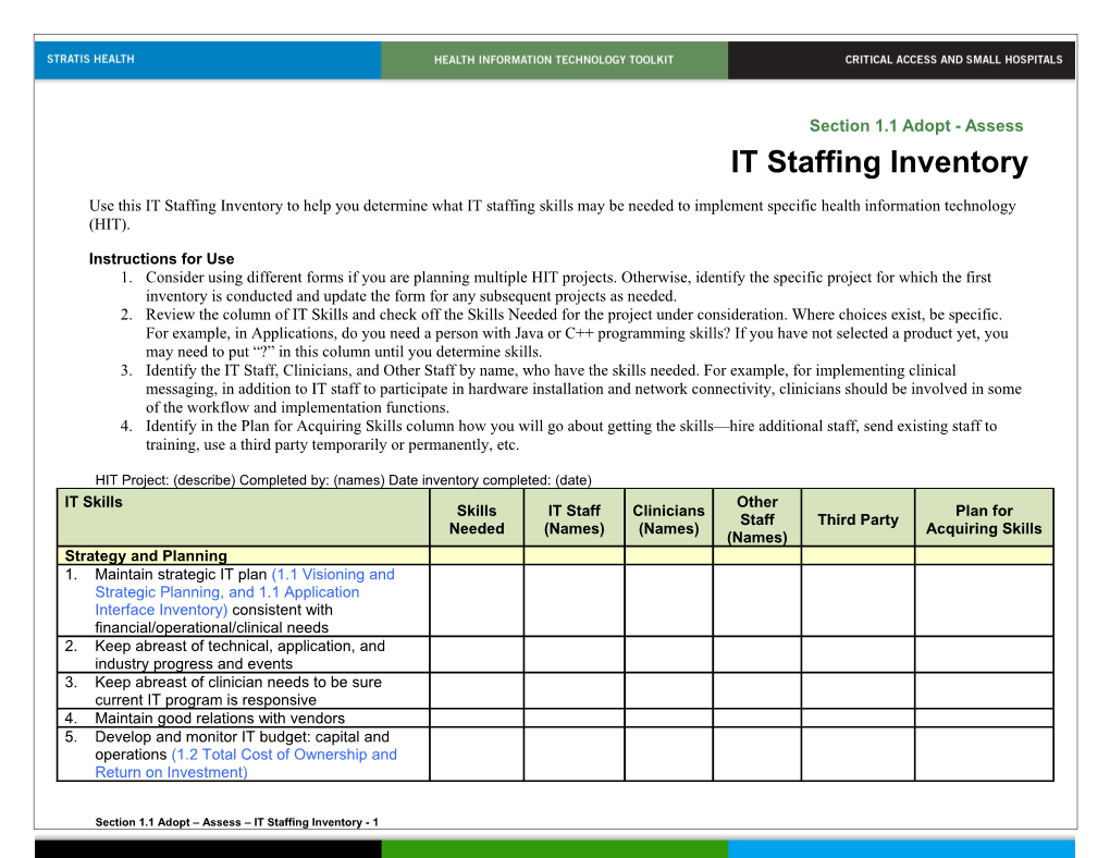 IT Staffing Inventory