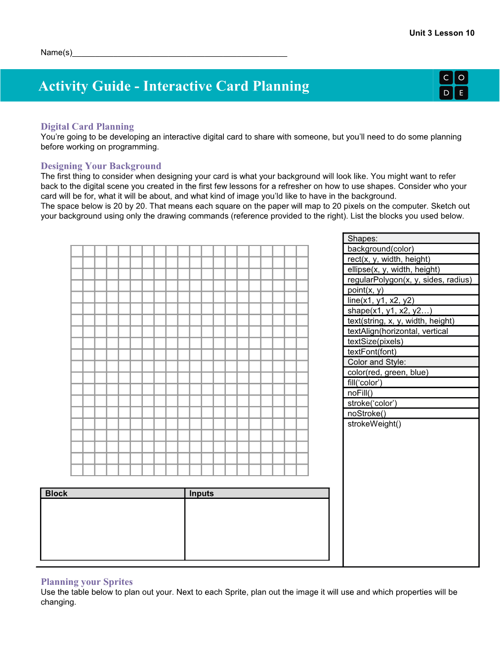 Digital Card Planning