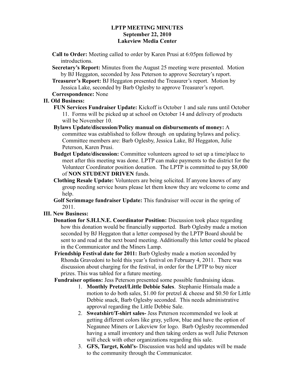 Lptp Meeting Minutes