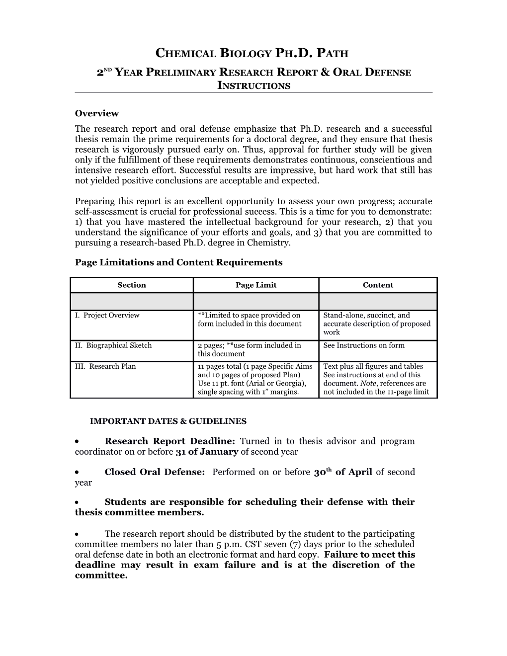 2Nd Year Preliminary Research Report Oral Defense Instructions