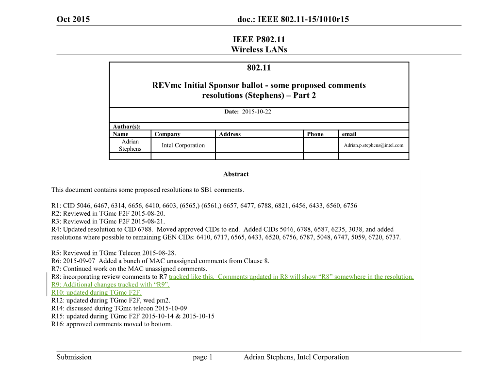 R16 List of Comments Contained