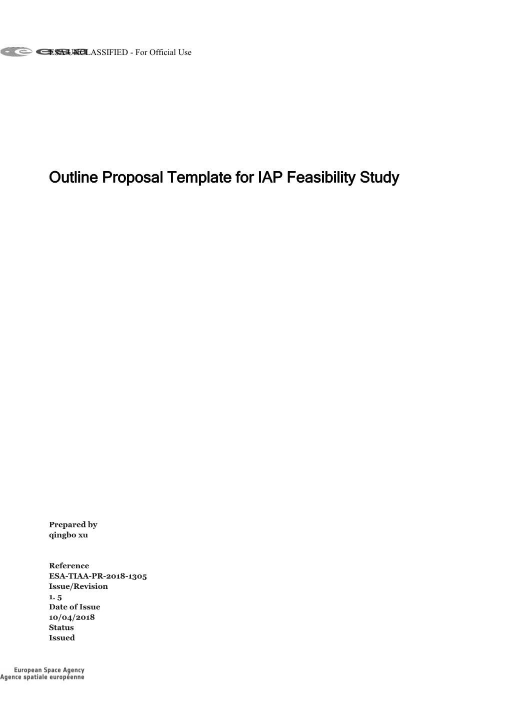 Outline Proposal Template for IAP Feasibility Study