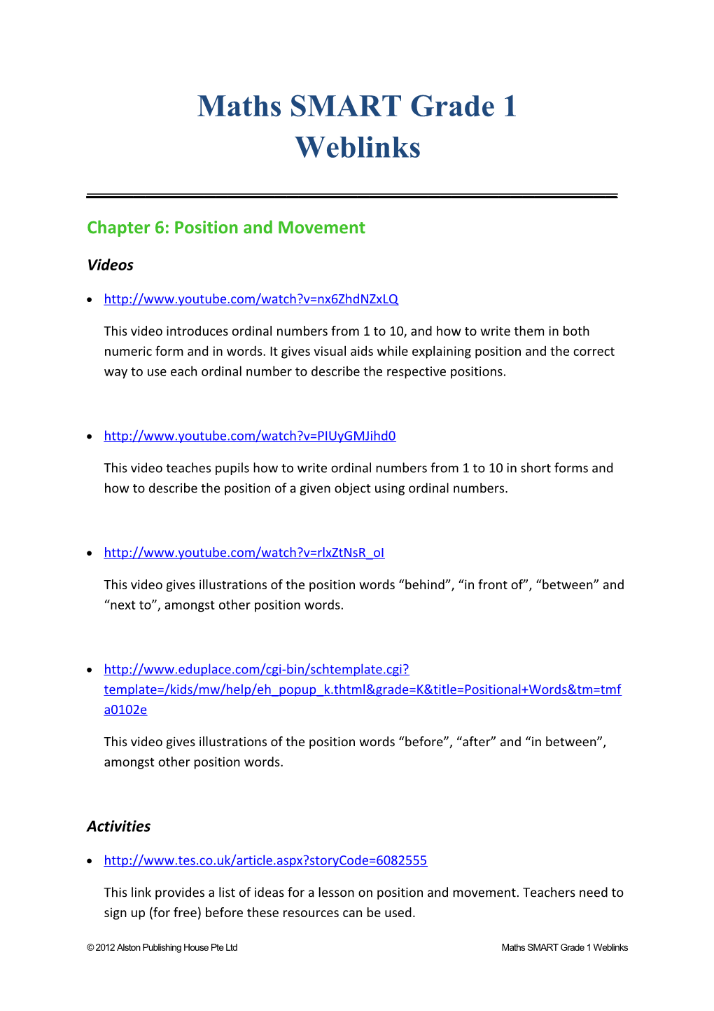 Chapter 6: Position and Movement