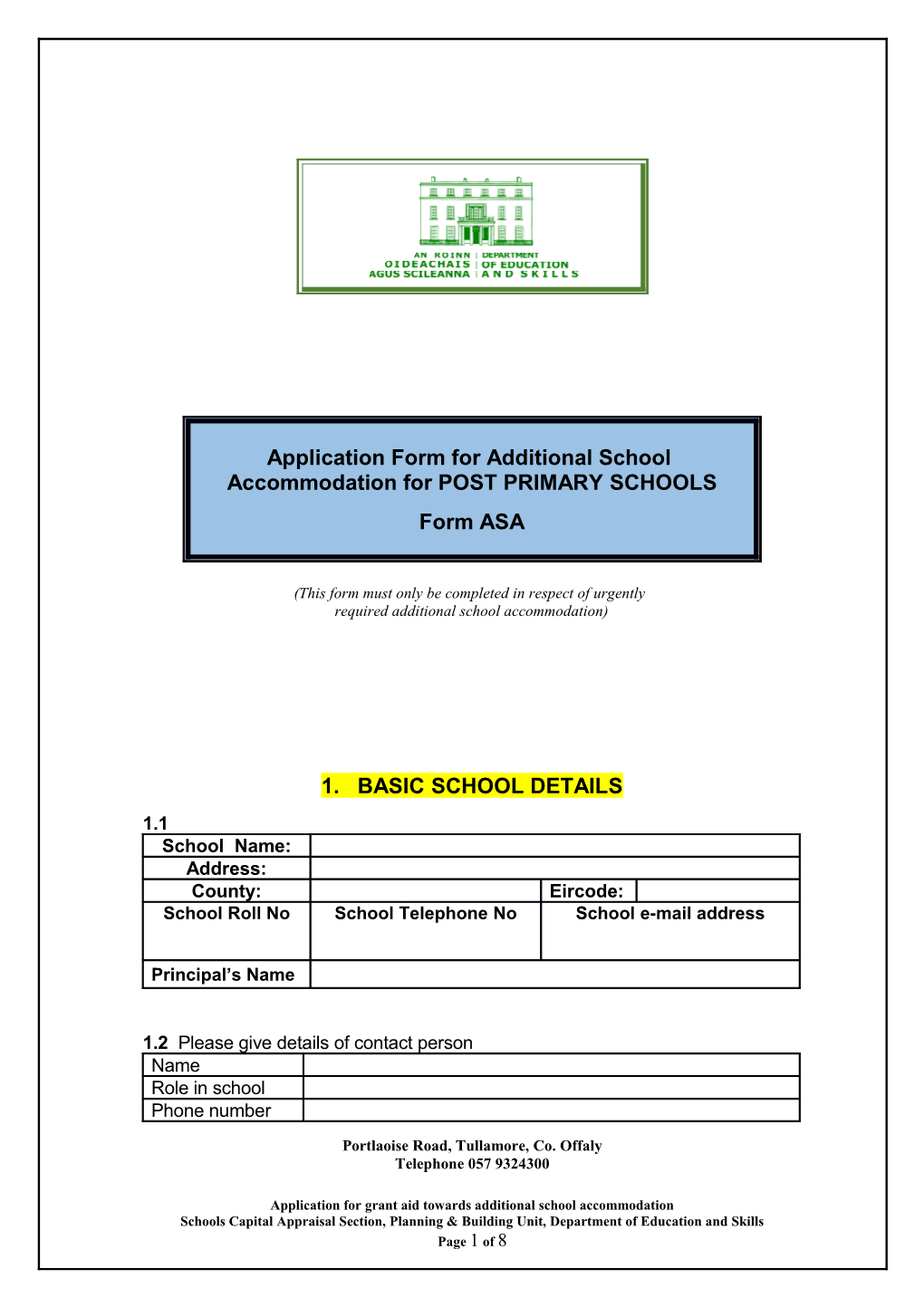 Circular 0131/2006 - Rental of Temporary School Accommodation.- Form RTA (File Format Word