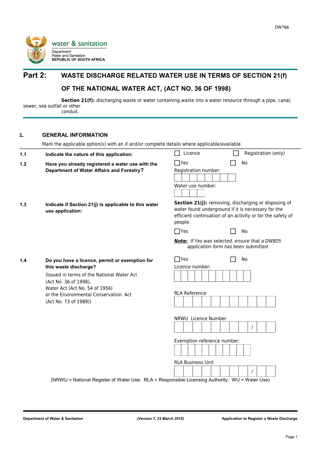 Please Familiarise Yourself with the General Information on the Website Before Completing