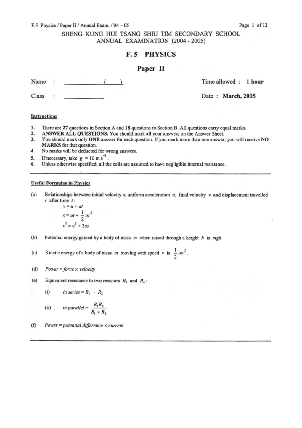 1. Which of the Following Motions Is Uniform?